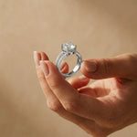 3.40CTW Cushion Cut Cathedral Pavé Lab Grown Diamond Engagement Ring For Women White