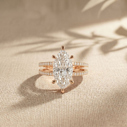 3.45CTW Marquise Cut Open Split Shank Lab Grown Diamond Engagement Ring For Women Rose Gold