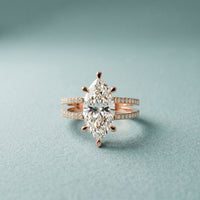 3.45CTW Marquise Cut Open Split Shank Lab Grown Diamond Engagement Ring For Women Rose Gold
