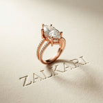 3.45CTW Marquise Cut Open Split Shank Lab Grown Diamond Engagement Ring For Women Rose Gold