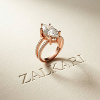 3.45CTW Marquise Cut Open Split Shank Lab Grown Diamond Engagement Ring For Women Rose Gold