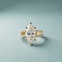 3.45CTW Marquise Cut Open Split Shank Lab Grown Diamond Engagement Ring For Women Gold