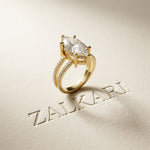3.45CTW Marquise Cut Open Split Shank Lab Grown Diamond Engagement Ring For Women Gold