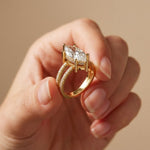 3.45CTW Marquise Cut Open Split Shank Lab Grown Diamond Engagement Ring For Women Gold