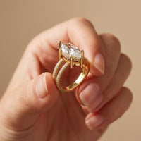 3.45CTW Marquise Cut Open Split Shank Lab Grown Diamond Engagement Ring For Women Gold