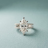 3.45CTW Marquise Cut Open Split Shank Lab Grown Diamond Engagement Ring For Women White 