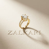 3.45CTW Oval Cut Elegant Double Row Lab Grown Diamond Engagement Ring For Women Gold