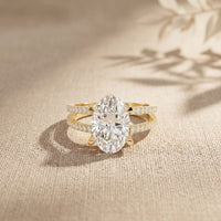 3.45CTW Oval Cut Elegant Double Row Lab Grown Diamond Engagement Ring For Women Gold