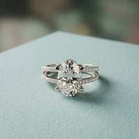3.45CTW Oval Cut Elegant Double Row Lab Grown Diamond Engagement Ring For Women White 