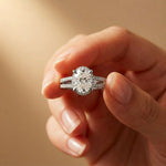 3.45CTW Oval Cut Elegant Double Row Lab Grown Diamond Engagement Ring For Women White 