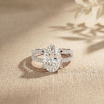 3.45CTW Oval Cut Elegant Double Row Lab Grown Diamond Engagement Ring For Women White 