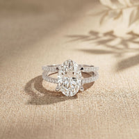 3.45CTW Oval Cut Elegant Double Row Lab Grown Diamond Engagement Ring For Women White 