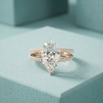 3.40CTW Pear Cut Floating Split Shank Lab Grown Diamond Engagement Ring For Women Rose Gold