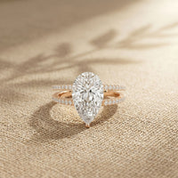 3.40CTW Pear Cut Floating Split Shank Lab Grown Diamond Engagement Ring For Women Rose Gold