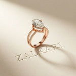 3.40CTW Pear Cut Floating Split Shank Lab Grown Diamond Engagement Ring For Women Rose Gold