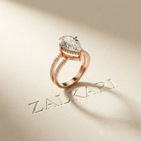 3.40CTW Pear Cut Floating Split Shank Lab Grown Diamond Engagement Ring For Women Rose Gold