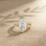 3.40CTW Pear Cut Floating Split Shank Lab Grown Diamond Engagement Ring For Women Gold