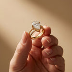 3.40CTW Pear Cut Floating Split Shank Lab Grown Diamond Engagement Ring For Women Gold