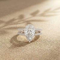 3.40CTW Pear Cut Floating Split Shank Lab Grown Diamond Engagement Ring For Women White