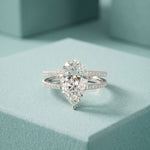 3.40CTW Pear Cut Floating Split Shank Lab Grown Diamond Engagement Ring For Women White