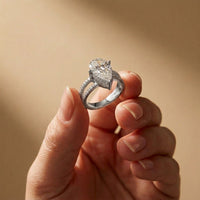3.40CTW Pear Cut Floating Split Shank Lab Grown Diamond Engagement Ring For Women White