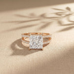 3.45CTW Princess Cut Contemporary Pavé Lab Grown Diamond Engagement Ring For Women Rose Gold