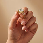3.45CTW Princess Cut Contemporary Pavé Lab Grown Diamond Engagement Ring For Women Gold