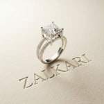 3.45CTW Princess Cut Contemporary Pavé Lab Grown Diamond Engagement Ring For Women White