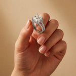 3.45CTW Princess Cut Contemporary Pavé Lab Grown Diamond Engagement Ring For Women White
