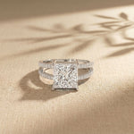 3.45CTW Princess Cut Contemporary Pavé Lab Grown Diamond Engagement Ring For Women White