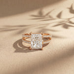 3.40CTW Radiant Cut Refined Split Shank Lab Grown Diamond Engagement Ring For Women Rose Gold