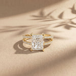 3.40CTW Radiant Cut Refined Split Shank Lab Grown Diamond Engagement Ring For Women Gold