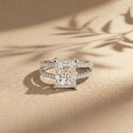 3.40CTW Radiant Cut Refined Split Shank Lab Grown Diamond Engagement Ring For Women White