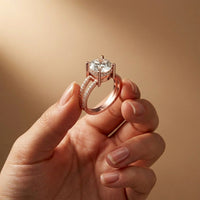3.45CTW Round Cut Luxe Double Shank Lab Grown Diamond Engagement Ring For Women Rose Gold