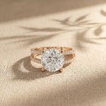 3.45CTW Round Cut Luxe Double Shank Lab Grown Diamond Engagement Ring For Women Rose Gold