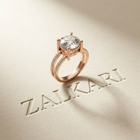 3.45CTW Round Cut Luxe Double Shank Lab Grown Diamond Engagement Ring For Women Rose Gold