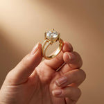 3.45CTW Round Cut Luxe Double Shank Lab Grown Diamond Engagement Ring For Women Gold