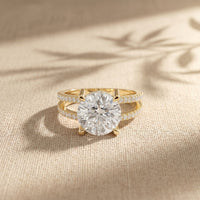 3.45CTW Round Cut Luxe Double Shank Lab Grown Diamond Engagement Ring For Women Gold