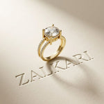 3.45CTW Round Cut Luxe Double Shank Lab Grown Diamond Engagement Ring For Women Gold