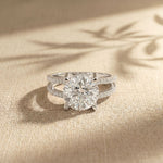 3.45CTW Round Cut Luxe Double Shank Lab Grown Diamond Engagement Ring For Women White