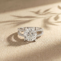 3.45CTW Round Cut Luxe Double Shank Lab Grown Diamond Engagement Ring For Women White