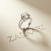 3.45CTW Round Cut Luxe Double Shank Lab Grown Diamond Engagement Ring For Women White