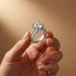 3.45CTW Round Cut Luxe Double Shank Lab Grown Diamond Engagement Ring For Women White