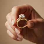 3.40CTW Asscher Cut Sculpted Split Shank Lab Grown Diamond Engagement Ring For Women Gold