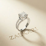 3.40CTW Asscher Cut Sculpted Split Shank Lab Grown Diamond Engagement Ring For Women White 