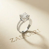 3.40CTW Asscher Cut Sculpted Split Shank Lab Grown Diamond Engagement Ring For Women White 