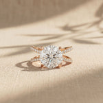 4CTW Round Cut Twisted Split Shank Lab Grown Diamond Engagement Ring For Women Rose Gold