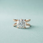 4CTW Round Cut Twisted Split Shank Lab Grown Diamond Engagement Ring For Women Rose Gold