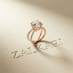 4CTW Round Cut Twisted Split Shank Lab Grown Diamond Engagement Ring For Women Rose Gold