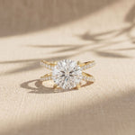4CTW Round Cut Twisted Split Shank Lab Grown Diamond Engagement Ring For Women Gold